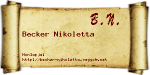 Becker Nikoletta névjegykártya